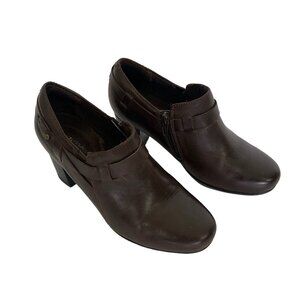 Clarks Ankle Booties Womens 6 Brown Leather Comfort Walking Shoes Classic